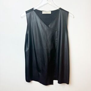 Zara | Knit Asymmetric Vegan Leather Mixed Media Top